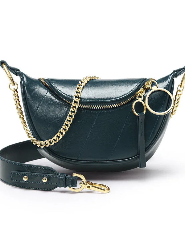 fashion leather women chest bag fanny packs chain waist bags