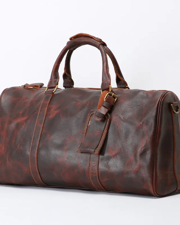 new fashion men soft cow leather travel holdall casual duffle handbag
