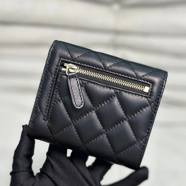 2024 Brand Design Magnetic Snap Wallet Women's Black Classic Leather Plaid Purse Star Decorate Fashion Multifunctional Card Bags