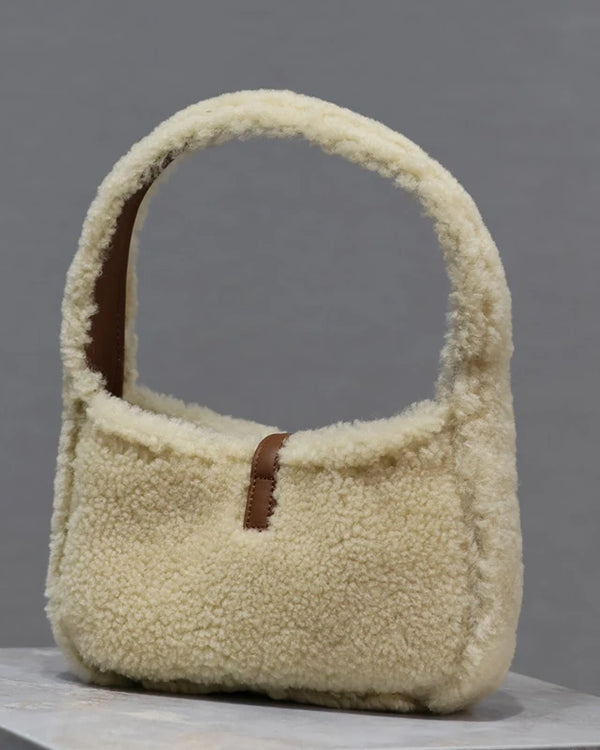 Camel Lamb Wool Gentle High Premium Clutch Bag Classic Vintage Fashion Underarm Package Korean New Concise Fleece Women's Bags