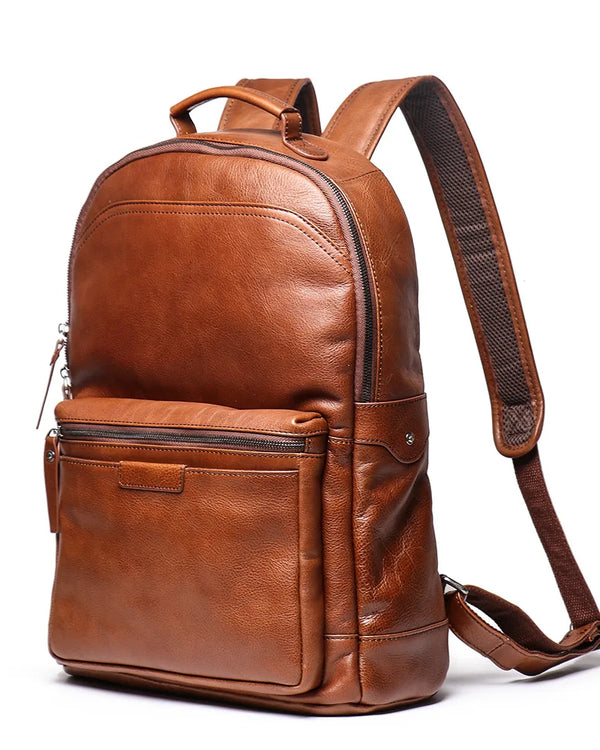 Genuine Leather Casual Men Large Backpack Outdoor Travel Bag