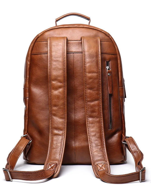 Genuine Leather Casual Men Large Backpack Outdoor Travel Bag