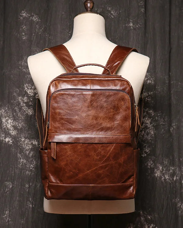 Genuine Leather Men Backpack Outdoor Large Casual Bag
