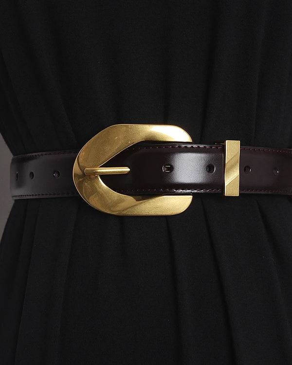 Genuine Leather Vintage Women Belt 3.0cm Waistband Metal Pin Buckle Belts Suit Dress Jeans Luxury Designer Belts