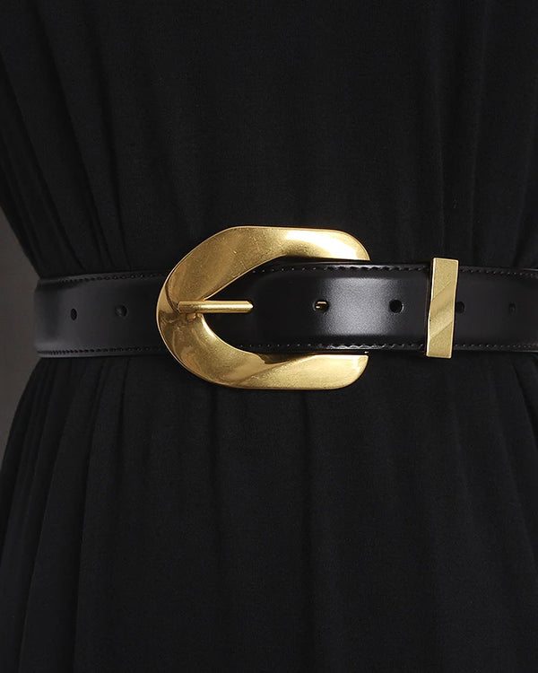 Genuine Leather Vintage Women Belt 3.0cm Waistband Metal Pin Buckle Belts Suit Dress Jeans Luxury Designer Belts