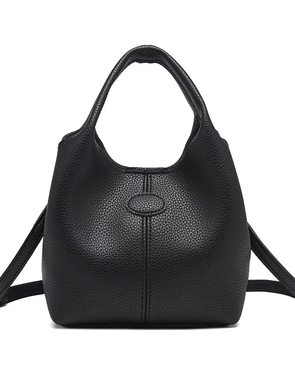 Genuine Leather Women Bucket Handbag Soft Simple Totes