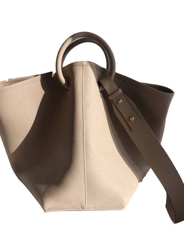Genuine Leather Women Large Handbag Casual Composite Bag 2pcs/set Totes