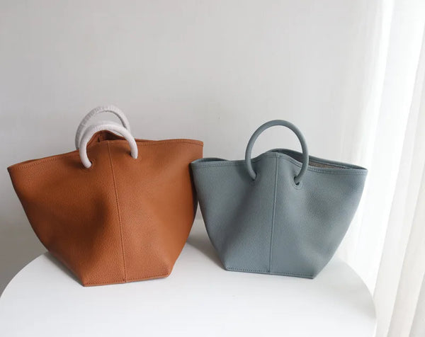 Genuine Leather Women Large Handbag Casual Composite Bag 2pcs/set Totes