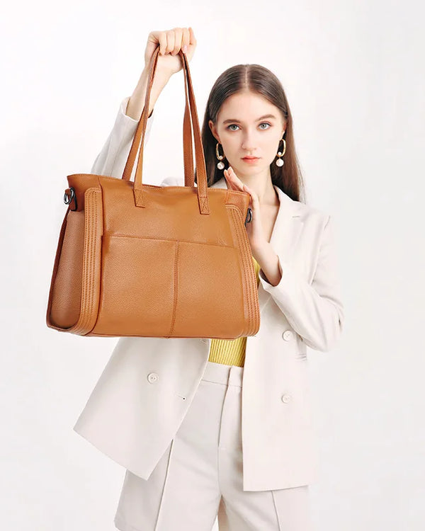 Genuine Leather Women Large Shopping Totes Handbag Capacity Bags
