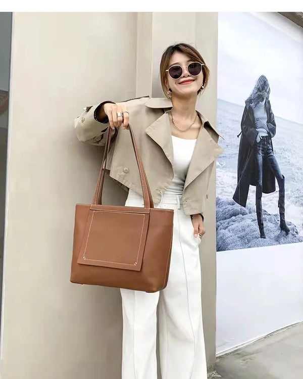 Genuine Leather Women Large Shopping Totes Outdoor Casual Handbag