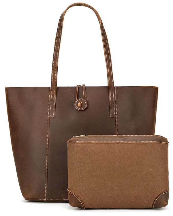 Genuine Leather Women Large Shopping Totes Vintage Handbag