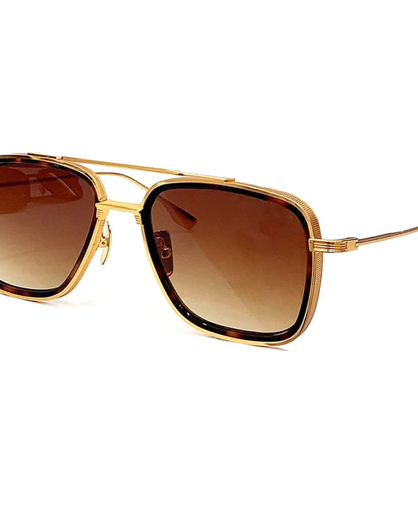 Gradient Sunset Metal Large Frame Double Beam Sunglasses 2024 New Fashion Vintage Men 's Women's  Anti-ultraviolet Sunglasses