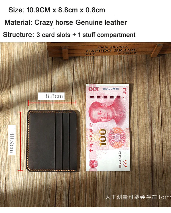 Handmade Vintage Genuine leather Credit Card Holders Men Small Card ID Holder women coin bag simple Thin Name Bus Card Sleeve