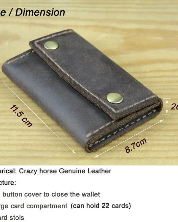 High Quality Handmade Genuine Leather Card Wallet Large Capacity Card Holder Vintage Credit Card ID Holder Card Case Coin Purse