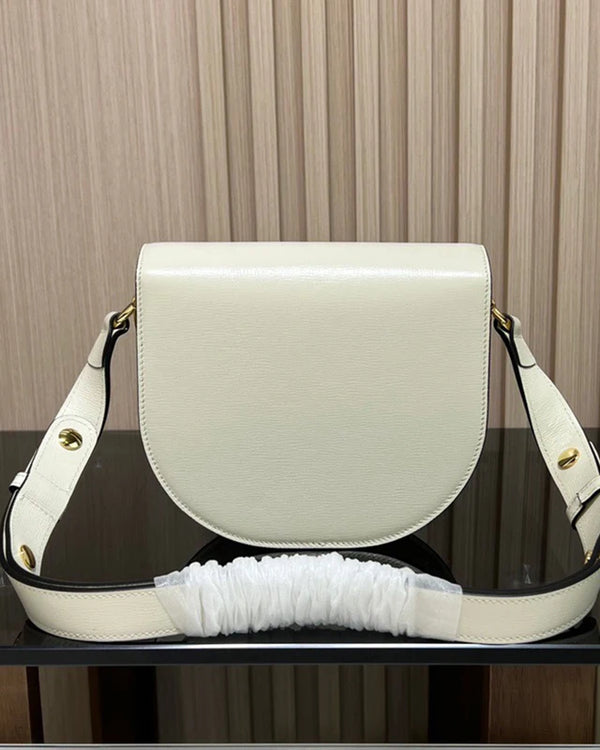 Women's New Trend Fashion Single Shoulder Bags Brand Design Leather  All-match Messenger Bag Concise Retor Texture Saddle Bag